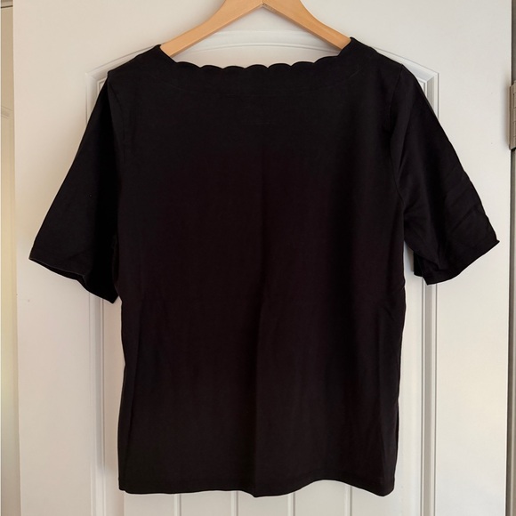 Talbots Scalloped Black Short Sleeve Tee - Picture 4 of 4